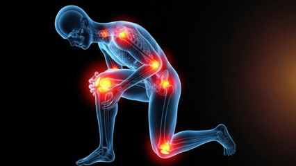 X-ray view showing multiple joint pain points