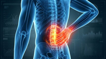 X-ray view of lower back showing inflammation at the lumbar spine