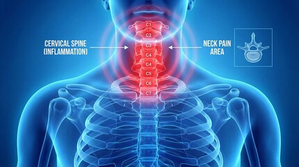 X-ray view of neck showing cervical spine pain