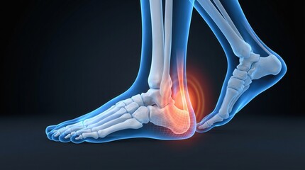 X-ray view of foot showing plantar fasciitis pain at the heel
