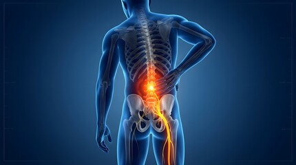 X-ray view of sciatic nerve pain radiating from lower back